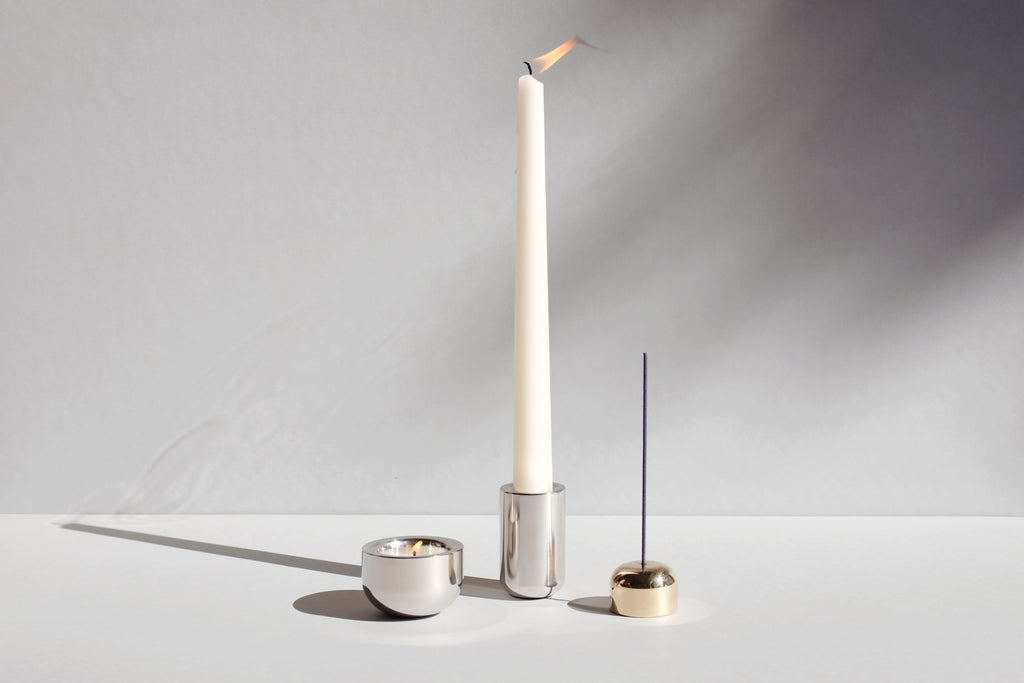 Ceremony Ritual Set - Tea light holder,  Dinner Candle Holder and Incense holder